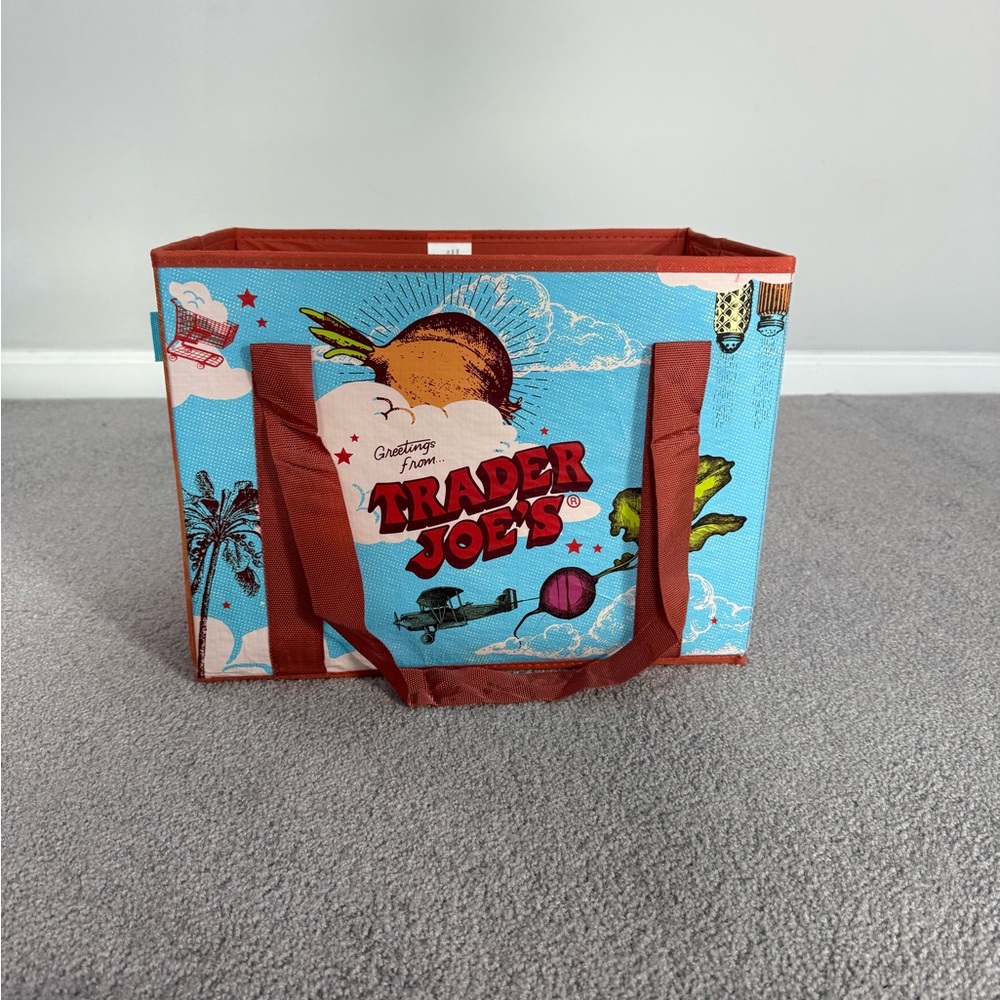 Trader Joe's Blue and Brown Tote Bag